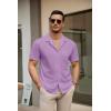 imageCOOFANDY Mens Short Sleeve Dress Shirts Button Down Untucked Wrinkle Free Shirts Casual Summer Shirt with PocketLilac