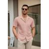 imageCOOFANDY Mens Short Sleeve Dress Shirts Button Down Untucked Wrinkle Free Shirts Casual Summer Shirt with PocketLotus Pink