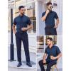 imageCOOFANDY Mens Short Sleeve Dress Shirts Stain Shield Button Down Shirt for Summer Business Wedding PartyDark Blue