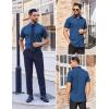 imageCOOFANDY Mens Short Sleeve Dress Shirts Stain Shield Button Down Shirt for Summer Business Wedding PartyNavy Blue