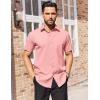imageCOOFANDY Mens Short Sleeve Dress Shirts Stain Shield Button Down Shirt for Summer Business Wedding PartyPink