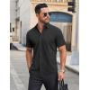 imageCOOFANDY Mens Short Sleeve Dress Shirts Wrinkle Free Casual Button Down Shirts Summer Untucked Dress ShirtBlack