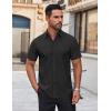 imageCOOFANDY Mens Short Sleeve Dress Shirts Wrinkle Free Casual Button Down Shirts Summer Untucked Dress ShirtBlack