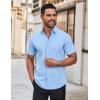 imageCOOFANDY Mens Short Sleeve Dress Shirts Wrinkle Free Casual Button Down Shirts Summer Untucked Dress ShirtLight Blue