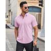 imageCOOFANDY Mens Short Sleeve Dress Shirts Wrinkle Free Casual Button Down Shirts Summer Untucked Dress ShirtPink