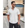 imageCOOFANDY Mens Short Sleeve Dress Shirts Wrinkle Free Casual Button Down Shirts Summer Untucked Dress ShirtWhite