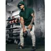 imageCOOFANDY Mens Short Sleeve Hoodie Workout Gym Sweatshirt Muscle Fit Fashion Athletic Hoodies Pullover Cotton Hooded TShirtsGreen