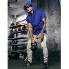 imageCOOFANDY Mens Short Sleeve Hoodie Workout Gym Sweatshirt Muscle Fit Fashion Athletic Hoodies Pullover Cotton Hooded TShirtsSnorkel Blue