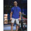 imageCOOFANDY Mens Short Sleeve Hoodie Workout Gym Sweatshirt Muscle Fit Fashion Athletic Hoodies Pullover Cotton Hooded TShirtsSnorkel Blue