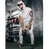 imageCOOFANDY Mens Short Sleeve Hoodie Workout Gym Sweatshirt Muscle Fit Fashion Athletic Hoodies Pullover Cotton Hooded TShirtsWhite