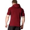 imageCOOFANDY Mens Short Sleeve Hoodie Workout Gym Sweatshirt Muscle Fit Fashion Athletic Hoodies Pullover Cotton Hooded TShirtsWine Red