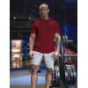 imageCOOFANDY Mens Short Sleeve Hoodie Workout Gym Sweatshirt Muscle Fit Fashion Athletic Hoodies Pullover Cotton Hooded TShirtsWine Red