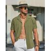 imageCOOFANDY Mens Short Sleeve Shirts Casual Button Down Shirts Cuban Textured Summer Beach ShirtsArmy Green