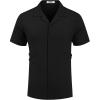 imageCOOFANDY Mens Short Sleeve Shirts Casual Button Down Shirts Cuban Textured Summer Beach ShirtsBlack