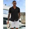 imageCOOFANDY Mens Short Sleeve Shirts Casual Button Down Shirts Cuban Textured Summer Beach ShirtsBlack
