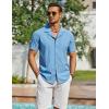 imageCOOFANDY Mens Short Sleeve Shirts Casual Button Down Shirts Cuban Textured Summer Beach ShirtsBlue