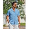 imageCOOFANDY Mens Short Sleeve Shirts Casual Button Down Shirts Cuban Textured Summer Beach ShirtsBlue