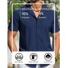 imageCOOFANDY Mens Short Sleeve Shirts Casual Button Down Shirts Cuban Textured Summer Beach ShirtsDark Blue
