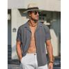 imageCOOFANDY Mens Short Sleeve Shirts Casual Button Down Shirts Cuban Textured Summer Beach ShirtsGrey