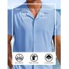 imageCOOFANDY Mens Short Sleeve Shirts Casual Button Down Shirts Cuban Textured Summer Beach ShirtsLight Blue