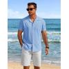 imageCOOFANDY Mens Short Sleeve Shirts Casual Button Down Shirts Cuban Textured Summer Beach ShirtsLight Blue