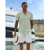 imageCOOFANDY Mens Short Sleeve Shirts Casual Button Down Shirts Cuban Textured Summer Beach ShirtsLight Green