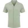 imageCOOFANDY Mens Short Sleeve Shirts Casual Button Down Shirts Cuban Textured Summer Beach ShirtsLight Green