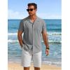 imageCOOFANDY Mens Short Sleeve Shirts Casual Button Down Shirts Cuban Textured Summer Beach ShirtsLight Grey