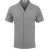 imageCOOFANDY Mens Short Sleeve Shirts Casual Button Down Shirts Cuban Textured Summer Beach ShirtsLight Grey