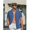 imageCOOFANDY Mens Short Sleeve Shirts Casual Button Down Shirts Cuban Textured Summer Beach ShirtsNavy Blue