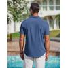 imageCOOFANDY Mens Short Sleeve Shirts Casual Button Down Shirts Cuban Textured Summer Beach ShirtsNavy Blue