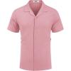 imageCOOFANDY Mens Short Sleeve Shirts Casual Button Down Shirts Cuban Textured Summer Beach ShirtsPink