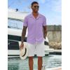 imageCOOFANDY Mens Short Sleeve Shirts Casual Button Down Shirts Cuban Textured Summer Beach ShirtsPurple