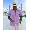 imageCOOFANDY Mens Short Sleeve Shirts Casual Button Down Shirts Cuban Textured Summer Beach ShirtsPurple