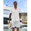 imageCOOFANDY Mens Short Sleeve Shirts Casual Button Down Shirts Cuban Textured Summer Beach ShirtsWhite