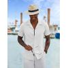 imageCOOFANDY Mens Short Sleeve Shirts Casual Button Down Shirts Cuban Textured Summer Beach ShirtsWhite