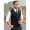 imageCOOFANDY Mens Sleeveless Sweater Vest VNeck Casual Cable Knit Button Down Cardigan VestBlack