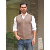 imageCOOFANDY Mens Sleeveless Sweater Vest VNeck Casual Cable Knit Button Down Cardigan VestKhaki