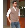 imageCOOFANDY Mens Sleeveless Sweater Vest VNeck Casual Cable Knit Button Down Cardigan VestKhaki