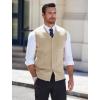 imageCOOFANDY Mens Sleeveless Sweater Vest VNeck Casual Cable Knit Button Down Cardigan VestLight Khaki