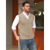 imageCOOFANDY Mens Sleeveless Sweater Vest VNeck Casual Cable Knit Button Down Cardigan VestLight Khaki