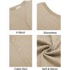 imageCOOFANDY Mens Sleeveless Sweater Vest VNeck Casual Cable Knit Button Down Cardigan VestLight Khaki