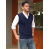 imageCOOFANDY Mens Sleeveless Sweater Vest VNeck Casual Cable Knit Button Down Cardigan VestNavy Blue