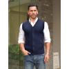 imageCOOFANDY Mens Sleeveless Sweater Vest VNeck Casual Cable Knit Button Down Cardigan VestNavy Blue