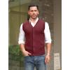 imageCOOFANDY Mens Sleeveless Sweater Vest VNeck Casual Cable Knit Button Down Cardigan VestWine Red