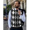 imageCOOFANDY Mens Sleeveless V Neck Pullover Sweater Slim Fit Casual Argyle Sweater VestBlack