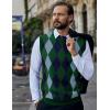 imageCOOFANDY Mens Sleeveless V Neck Pullover Sweater Slim Fit Casual Argyle Sweater VestGreen