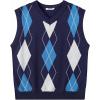 imageCOOFANDY Mens Sleeveless V Neck Pullover Sweater Slim Fit Casual Argyle Sweater VestGw263 Blue and Gray Plaid