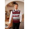 imageCOOFANDY Mens Sleeveless V Neck Pullover Sweater Slim Fit Casual Argyle Sweater VestGz981 Red and White Plaid