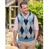 imageCOOFANDY Mens Sleeveless V Neck Pullover Sweater Slim Fit Casual Argyle Sweater VestLight Blue